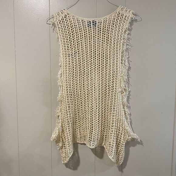 Étalon by Steve Canar Open Knit Mesh Tank Top Women’s Large – Cream Boho Beach C - Picture 2 of 8